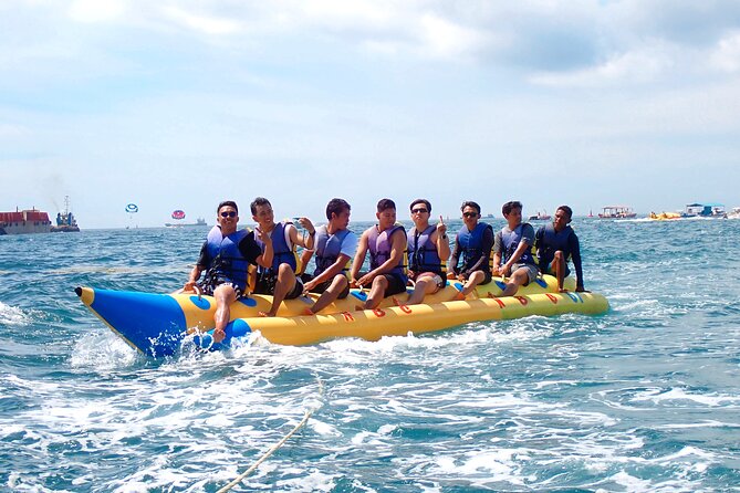 Bali: Zipline + Watersport Trio (Jetski, Parasailing, BananaBoat) - Parasailing above the bay