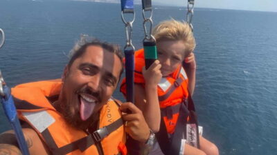 Parasailing with panoramic views over the sea