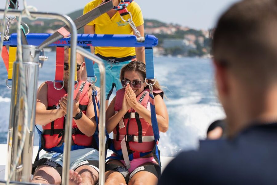 Cavtat: Parasailing - Cavtat from the air and the water