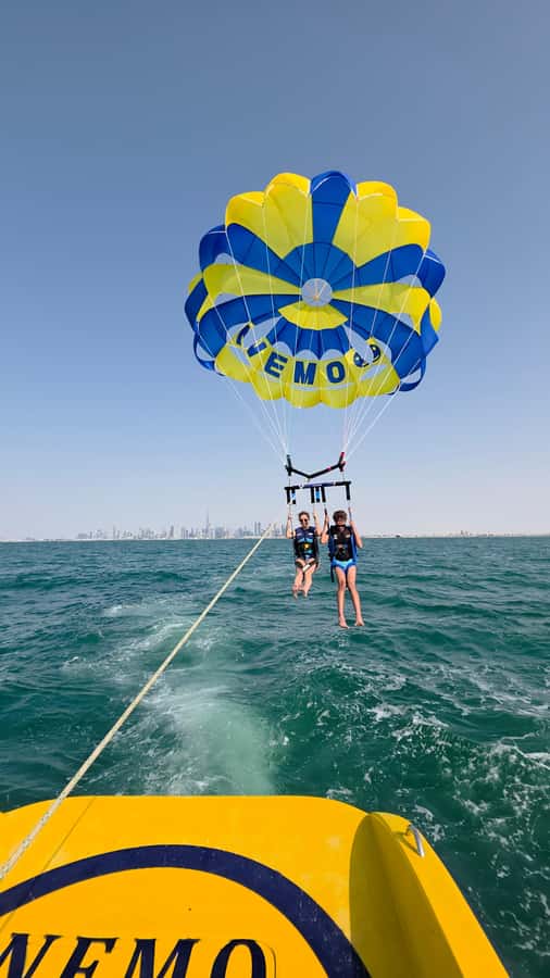Dubai: Burj Al Arab Parasailing, Ice Cream, Pics, and Videos - Waiting your turn on a small boat
