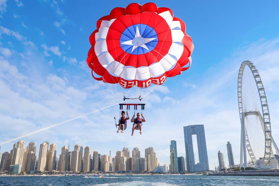 Dubai: Palm View and JBR View Parasailing Experience - Taking off from Dubai Harbour