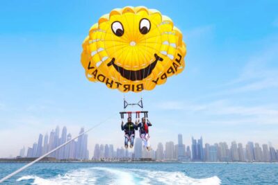 Parasailing with Happy birthday Parachute JBR & Palm