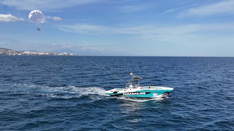 Fuengirola: Best luxury parasailing in Fuengirola - The boat ride out from Fuengirola