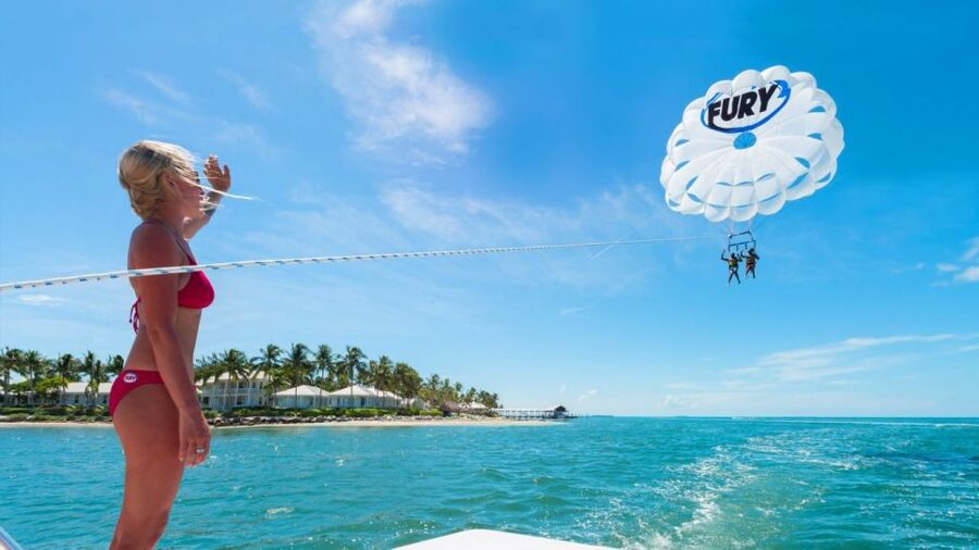 Key West: Parasailing Above the Island Paradise - Taking off from the boat