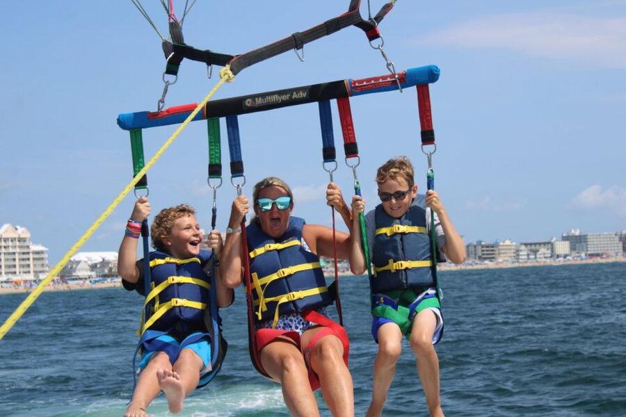 Ocean City, MD: Ocean Parasailing Adventure - Leaving Ocean City by speedboat