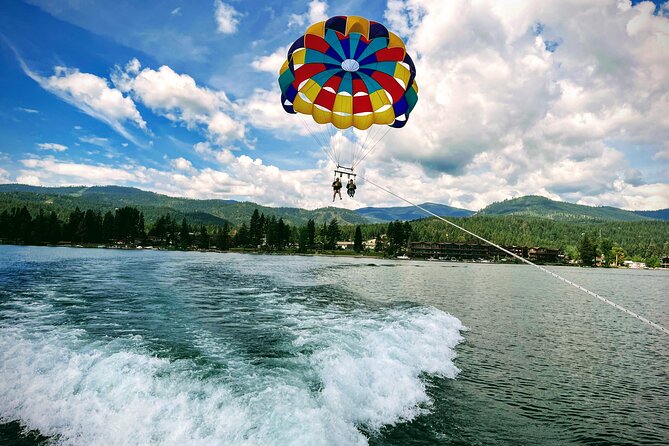 Parasailing Adventure Over Flathead Lake - The boat ride across clear Montana water