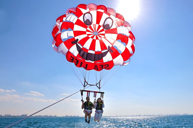 Parasailing in Dubai with Palm Jumeirah and JBR Beach views - The flight above Palm Jumeirah and JBR