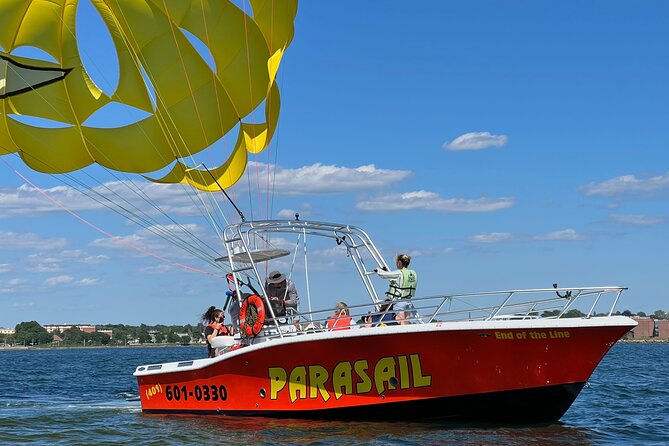 Parasailing in Newport, Rhode Island - Looking down on Narragansett Bay