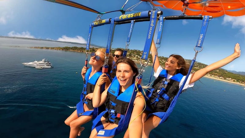 Parasailing on the French Riviera - A gentle launch from the boat platform
