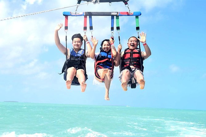Parasailing over the Historic Key West Seaport - The Florida Keys National Marine Sanctuary from the boat