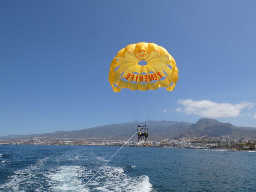 Tenerife Costa Adeje Parasailing - Getting suited up for the flight